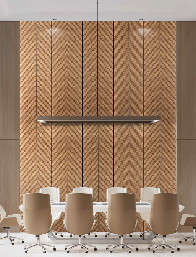 Golden Oak Herringbone Polypropylene Interior Decorative Wall Panel