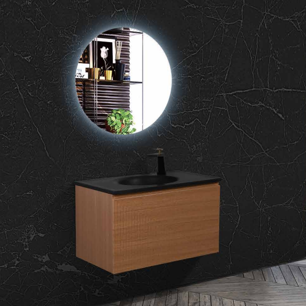 Simon 36" Wall Mounted Bathroom Vanity with Solid Surface Integrated Sink Top