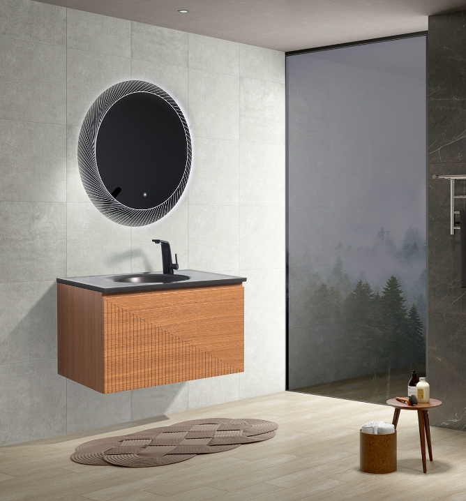 Simon 36" Wall Mounted Bathroom Vanity with Solid Surface Integrated Sink Top