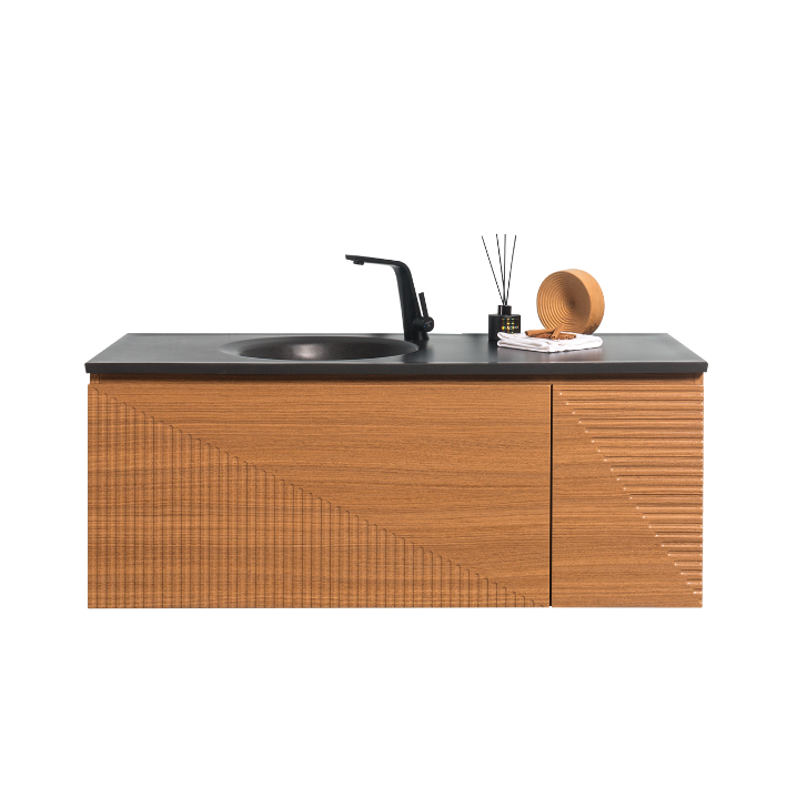 Simon 48" Wall Mounted Bathroom Vanity with Solid Surface Integrated Sink Top