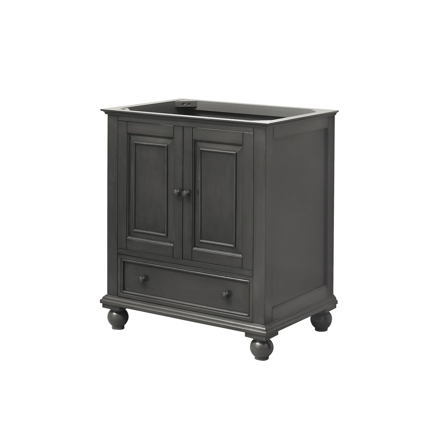 luxury bathroom vanity with 1 drawer + 2 doors, black bronze hardware & freestanding design. KBH Home Improvement