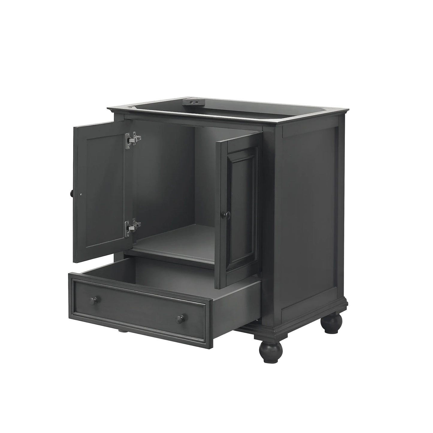 luxury bathroom vanity with 1 drawer + 2 doors, black bronze hardware & freestanding design. KBH Home Improvement
