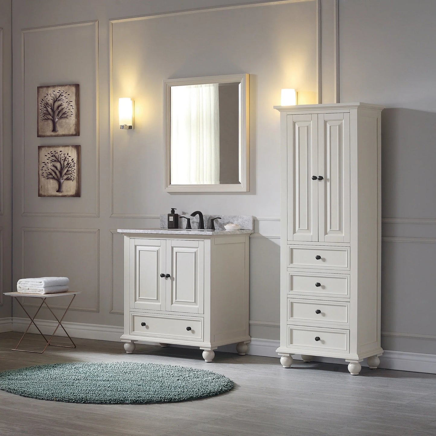 Carrara White Marble Top With Sink Modern Bathroom Vanity - KBF Home Improvement