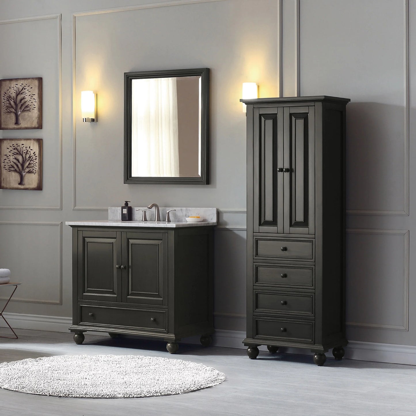 Carrara White Marble Top With Sink Modern Bathroom Vanity - KBF Home Improvement