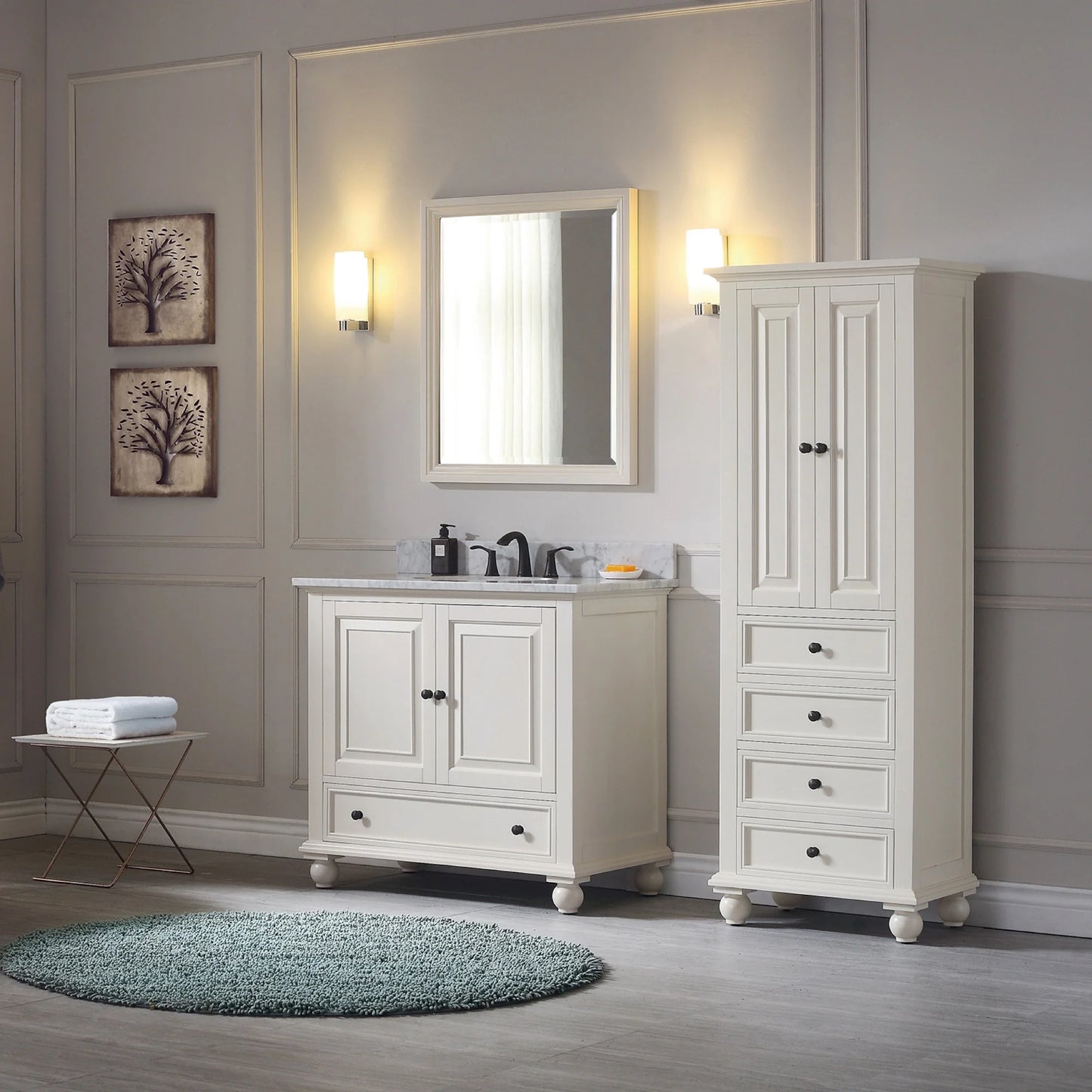 Carrara White Marble Top With Sink Modern Bathroom Vanity - KBF Home Improvement