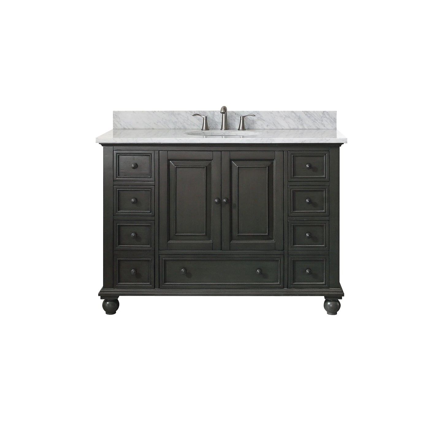 Thompson 48" Modern Bathroom Vanity Carrara marble top & undermount sink Features 9 storage spaces | KBH Home
