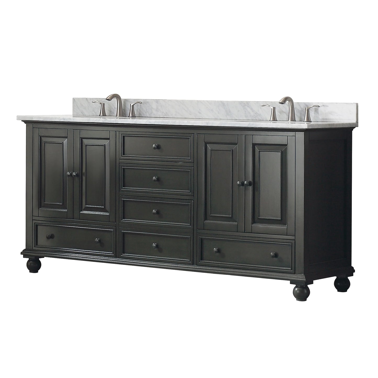 Thompson 72 Bathroom Vanity with Carrara White Natural Marble Top and Vitreous Sinks - KBF Home improvement