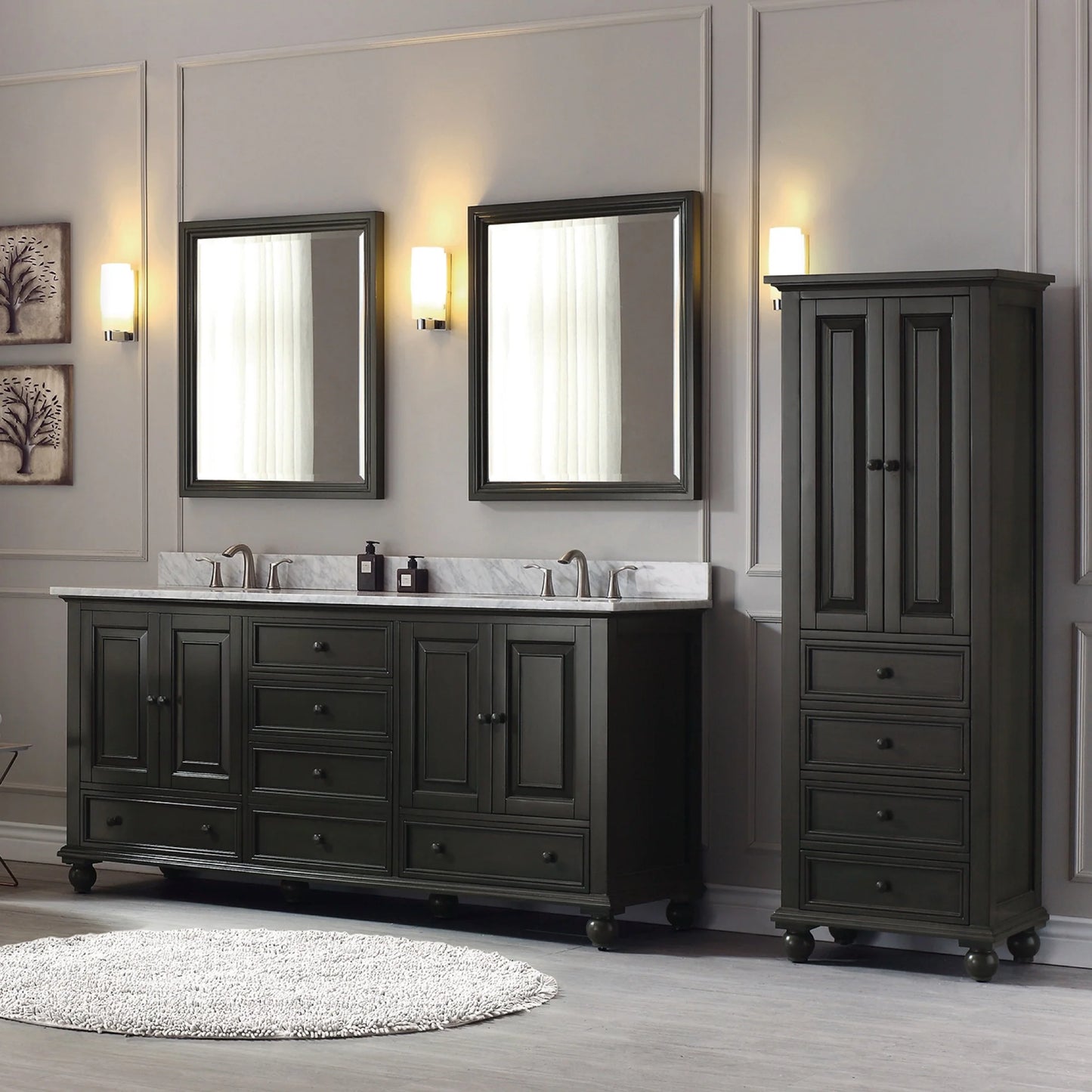 Thompson 72 Bathroom Vanity with Carrara White Natural Marble Top and Vitreous Sinks - KBF Home improvement