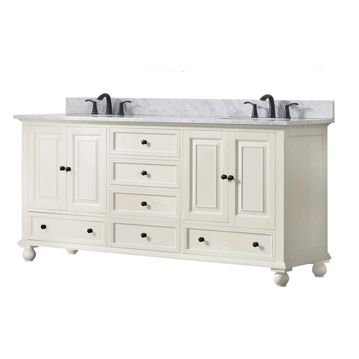 Thompson 72 Bathroom Vanity with Carrara White Natural Marble Top and Vitreous Sinks - KBF Home improvement