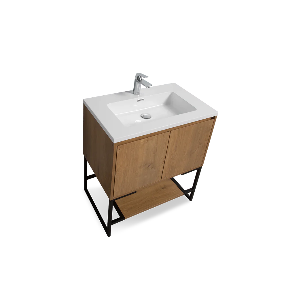 Allen 24" Freestanding Bathroom Vanity with Solid Surface Integrated Sink Top