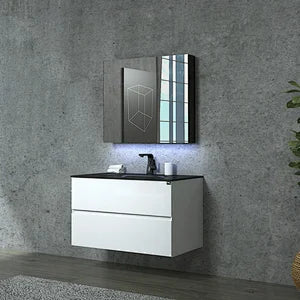Emily 48" Wall Mounted Bathroom Vanity with Solid Surface Integrated Sink Top