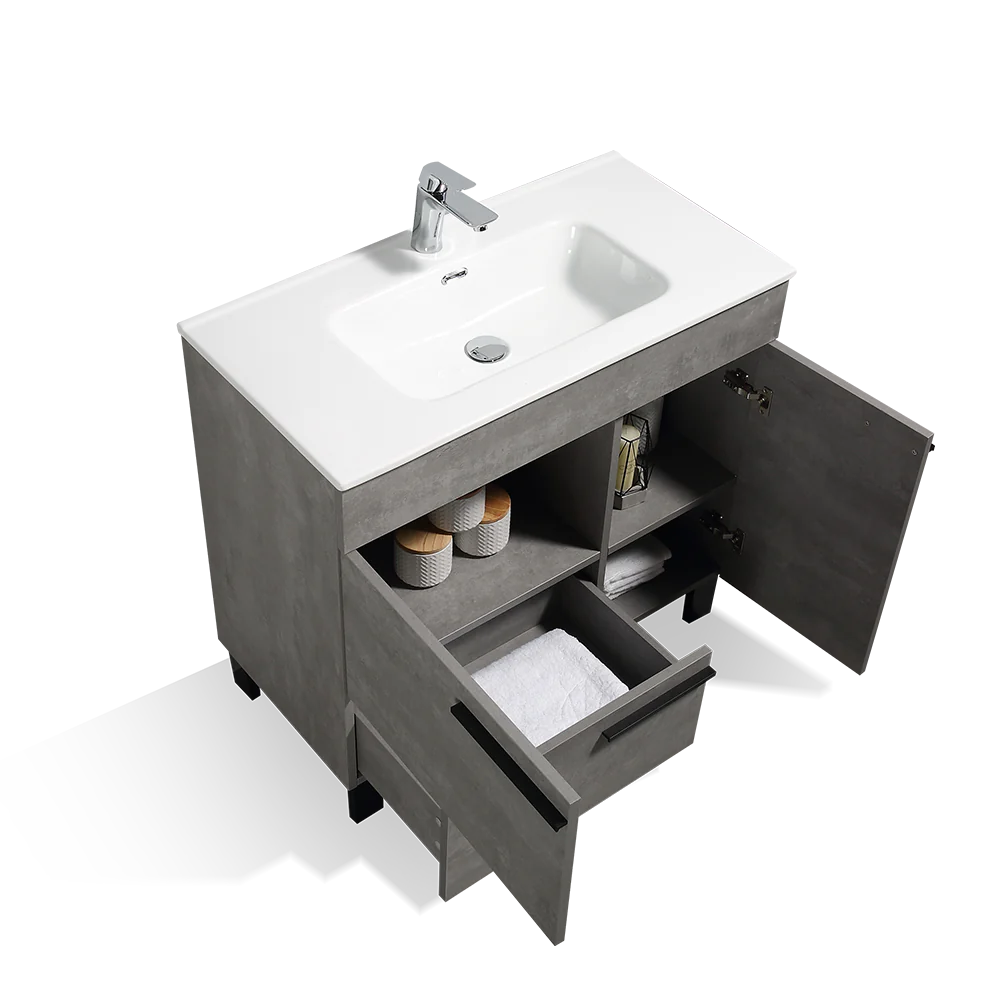 Gill 28" Freestanding Bathroom Vanity with Ceramic Integrated Sink Top