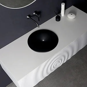 Wave 53" Wall Mounted Bathroom Vanity with Solid Surface Top and Drop In Sink
