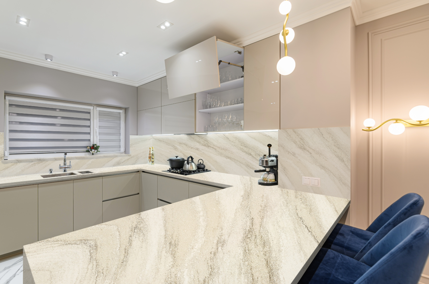 Travertine Gold Quartz Slab