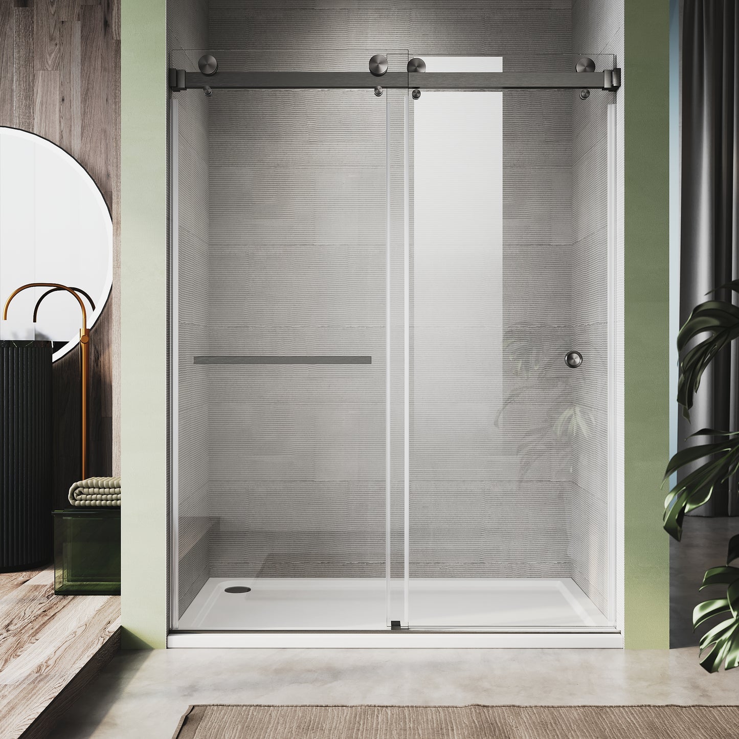 Kuron Frameless Double Sliding Glass Shower Door