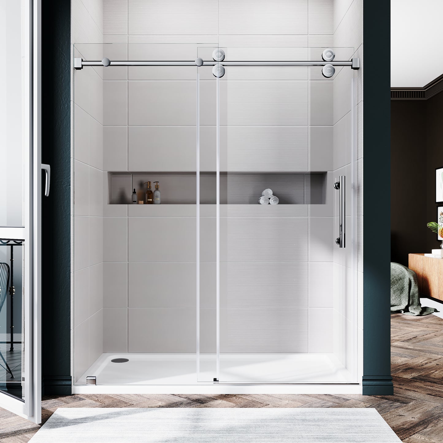 Lula Frameless Single Sliding Glass Shower Door