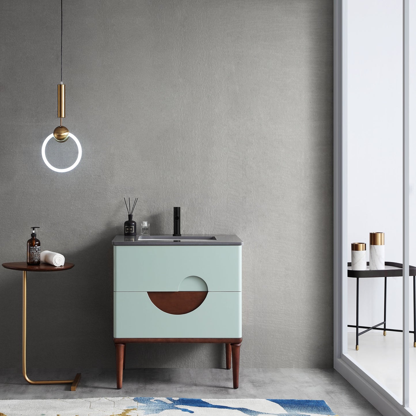 Burano 30" Freestanding Bathroom Vanity with Dark Grey Quartz Top and Ceramic Undermount Sink