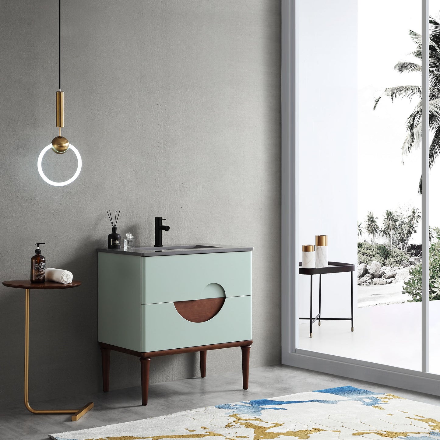 Burano 30" Freestanding Bathroom Vanity with Dark Grey Quartz Top and Ceramic Undermount Sink