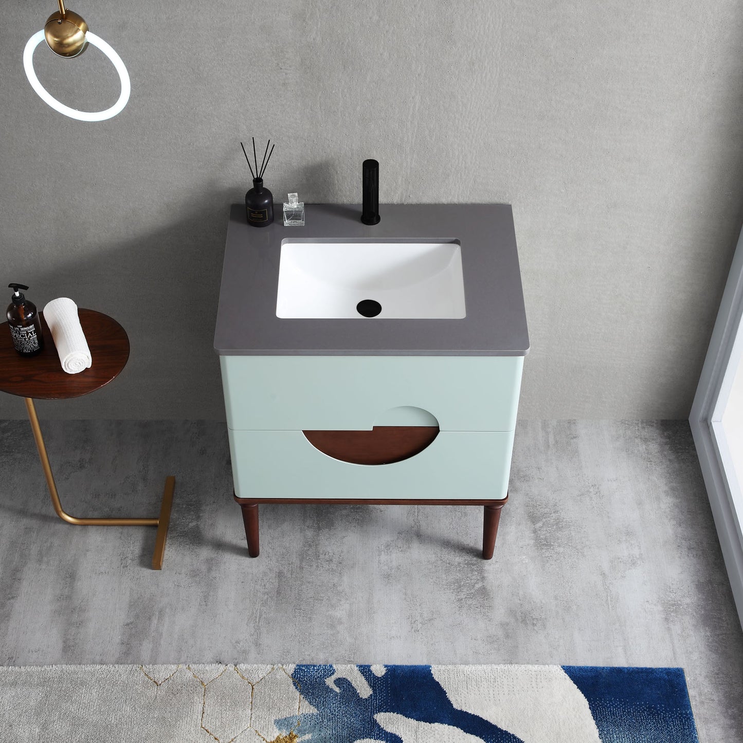 Burano 30" Freestanding Bathroom Vanity with Dark Grey Quartz Top and Ceramic Undermount Sink