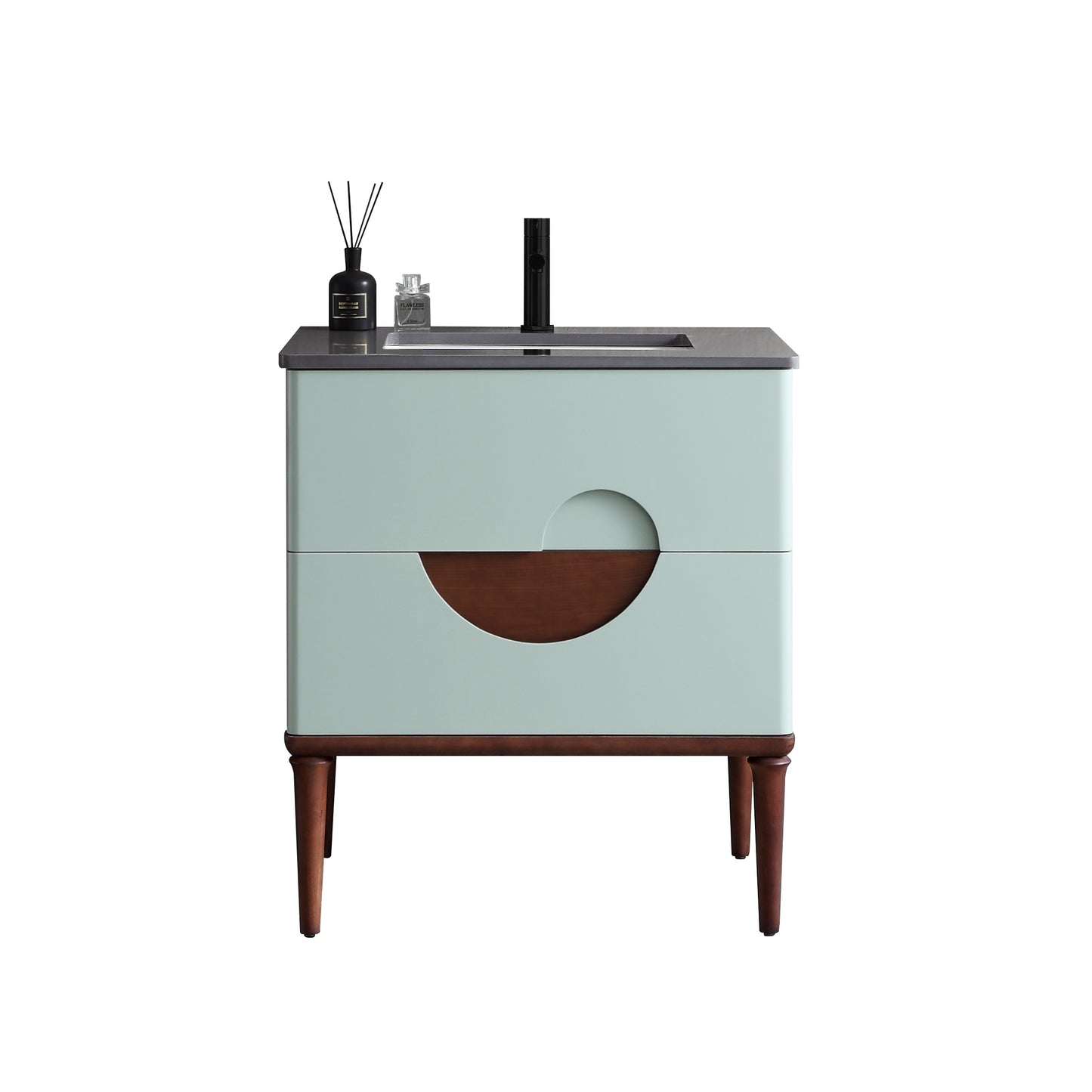 Burano 30" Freestanding Bathroom Vanity with Dark Grey Quartz Top and Ceramic Undermount Sink