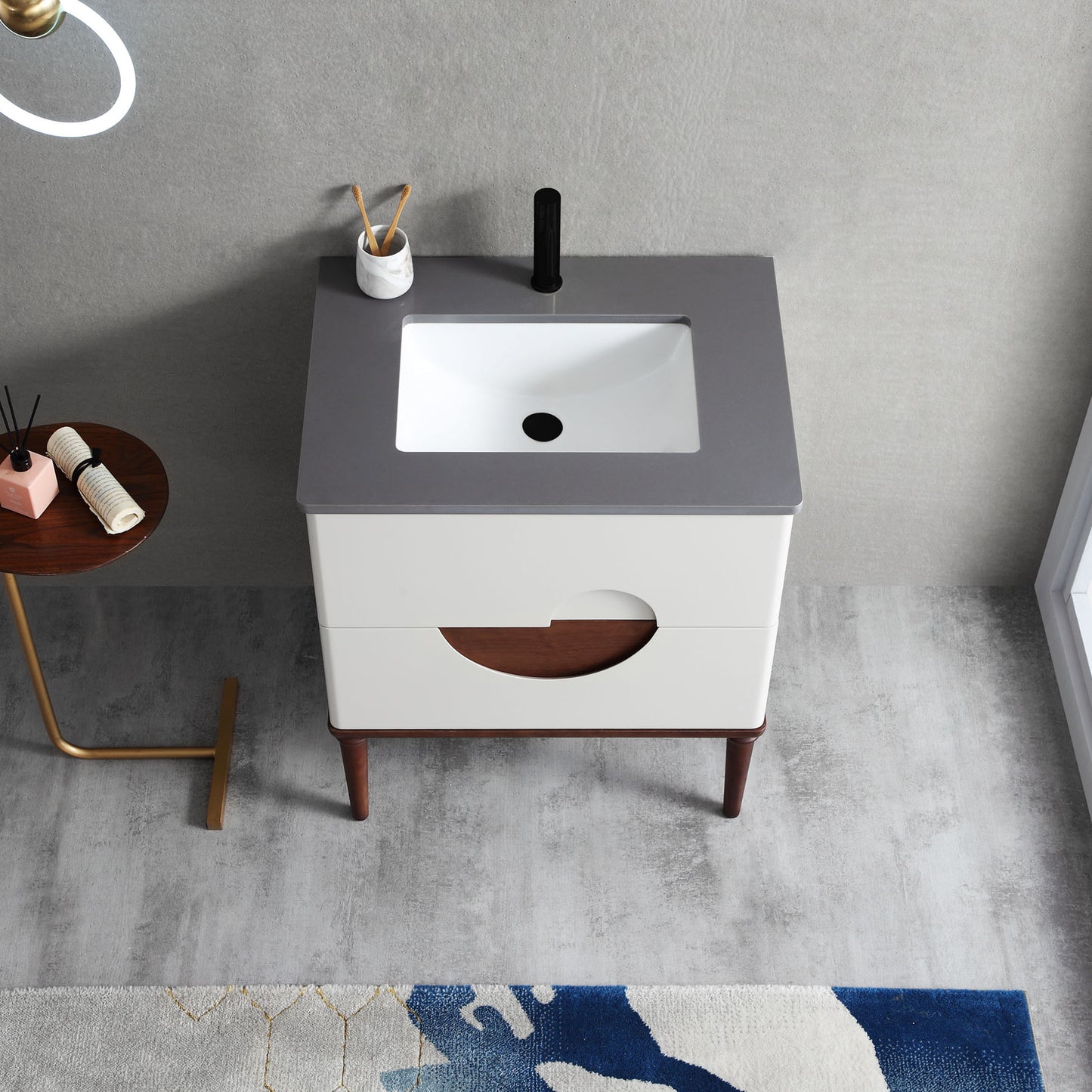Burano 30" Freestanding Bathroom Vanity with Dark Grey Quartz Top and Ceramic Undermount Sink