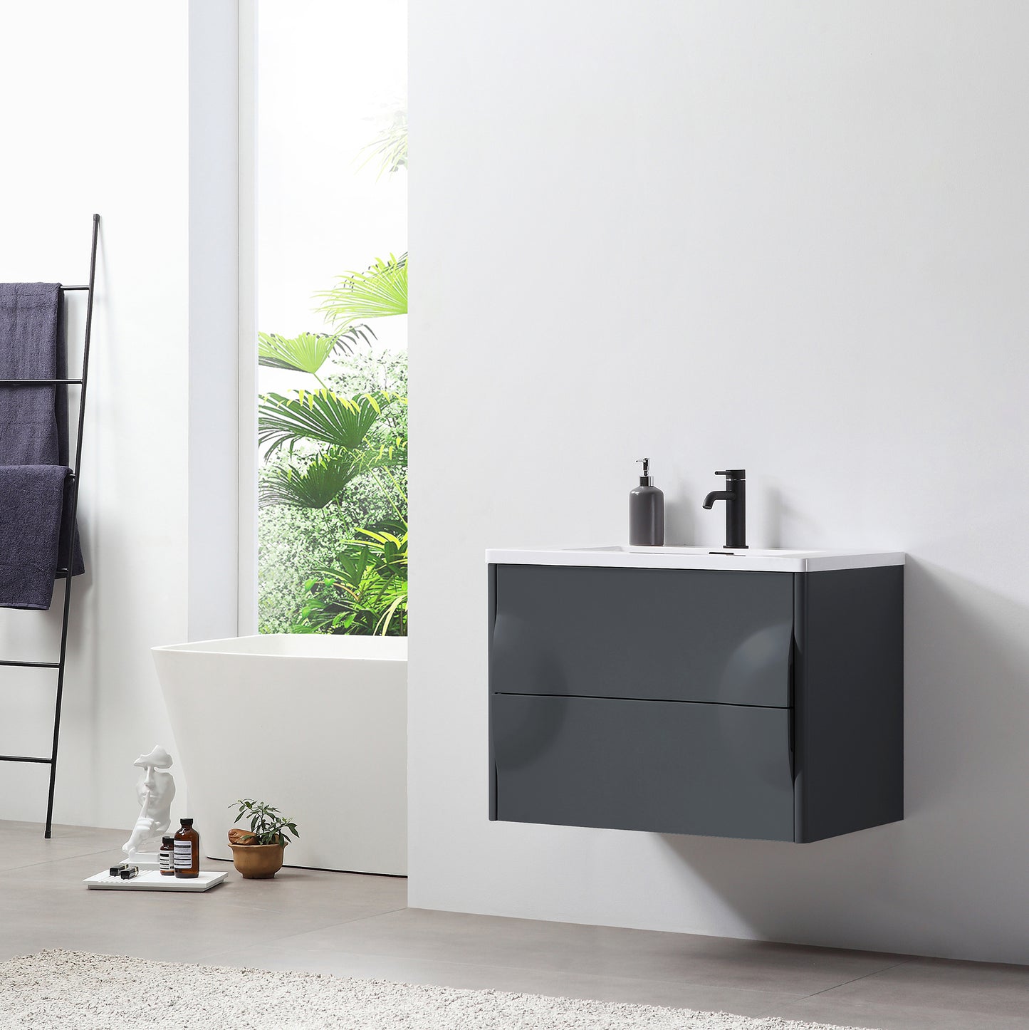Colmar 30" Wall Mounted Bathroom Vanity with Reinforced Acrylic Integrated Sink Top
