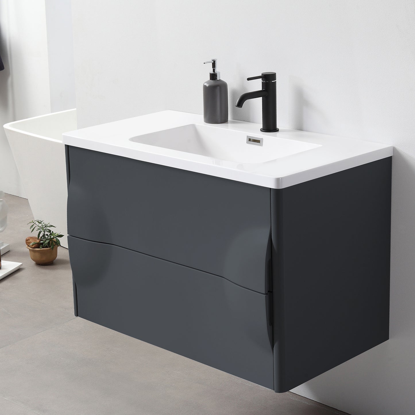 Colmar 30" Wall Mounted Bathroom Vanity with Reinforced Acrylic Integrated Sink Top