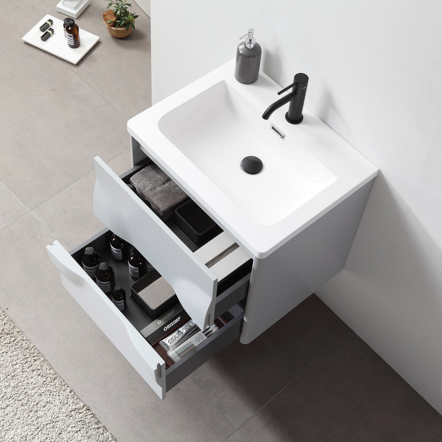 Colmar 30" Wall Mounted Bathroom Vanity with Reinforced Acrylic Integrated Sink Top