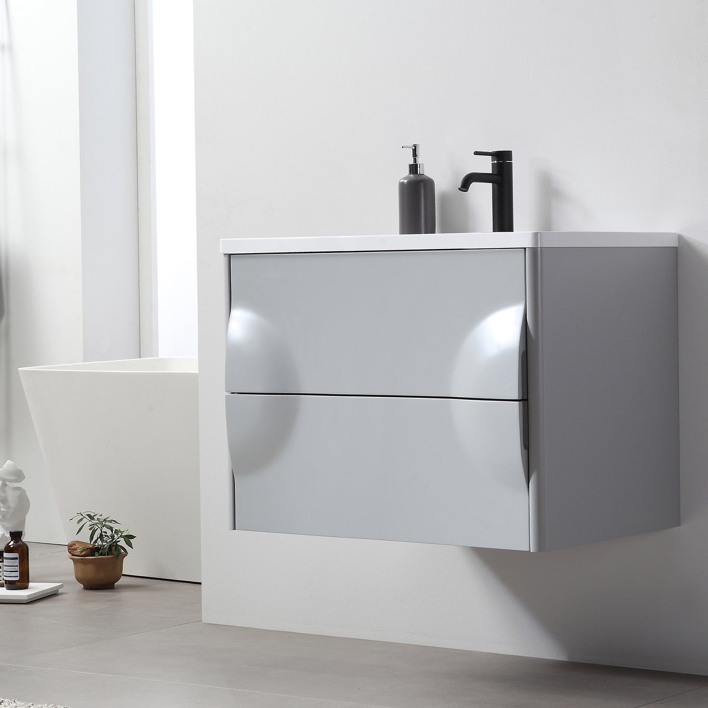 Colmar 30" Wall Mounted Bathroom Vanity with Reinforced Acrylic Integrated Sink Top