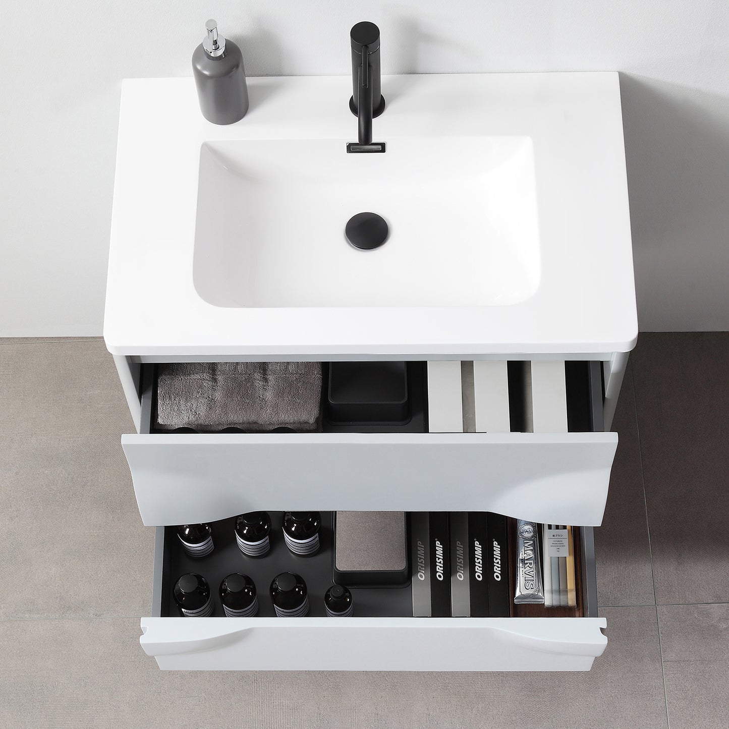 Colmar 30" Wall Mounted Bathroom Vanity with Reinforced Acrylic Integrated Sink Top