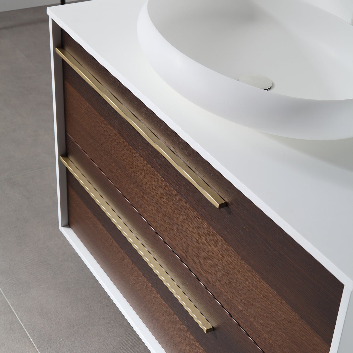 Goreme 42" Wall Mounted Bathroom Vanity with Premium Grade ATH Matte Solid Surface Top and Vessel Sink