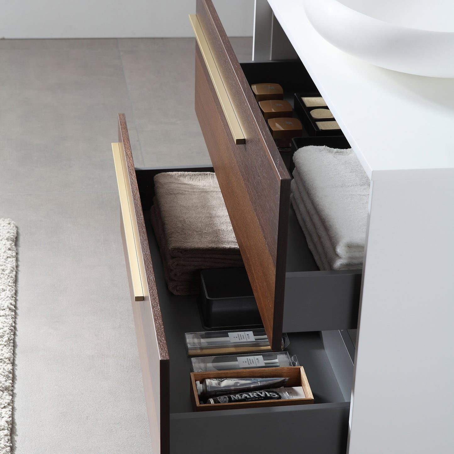 Goreme 42" Wall Mounted Bathroom Vanity with Premium Grade ATH Matte Solid Surface Top and Vessel Sink
