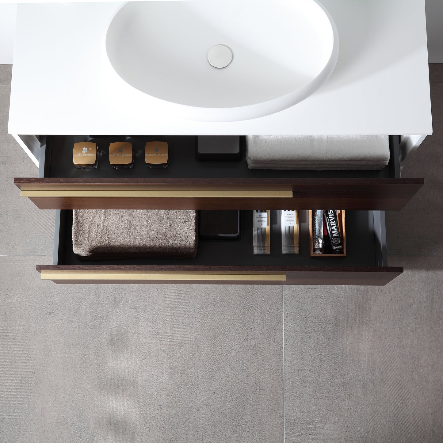 Goreme 42" Wall Mounted Bathroom Vanity with Premium Grade ATH Matte Solid Surface Top and Vessel Sink