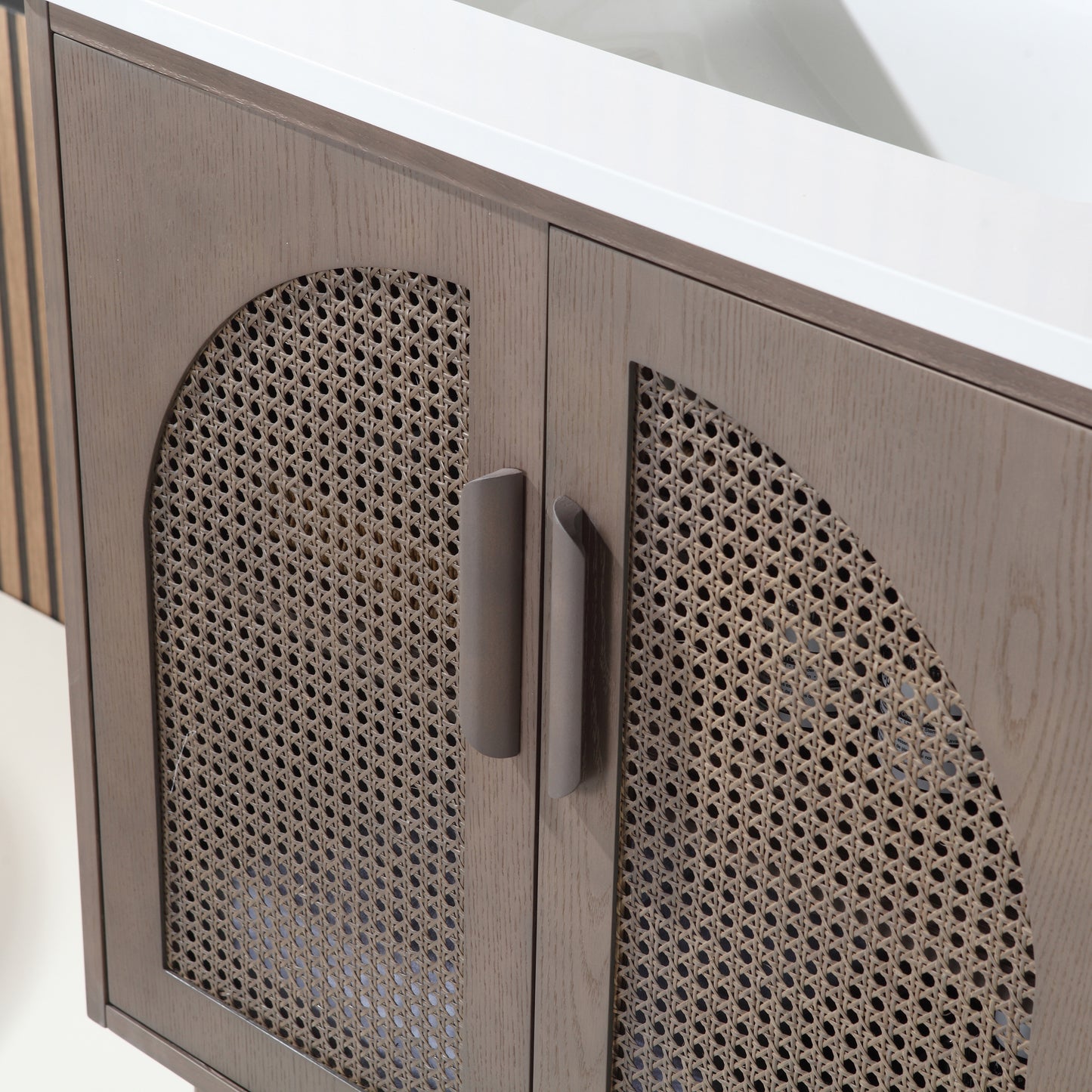 Nara 72" Freestanding Bathroom Vanity with Pure White Quartz Top and Ceramic Undermount Sinks