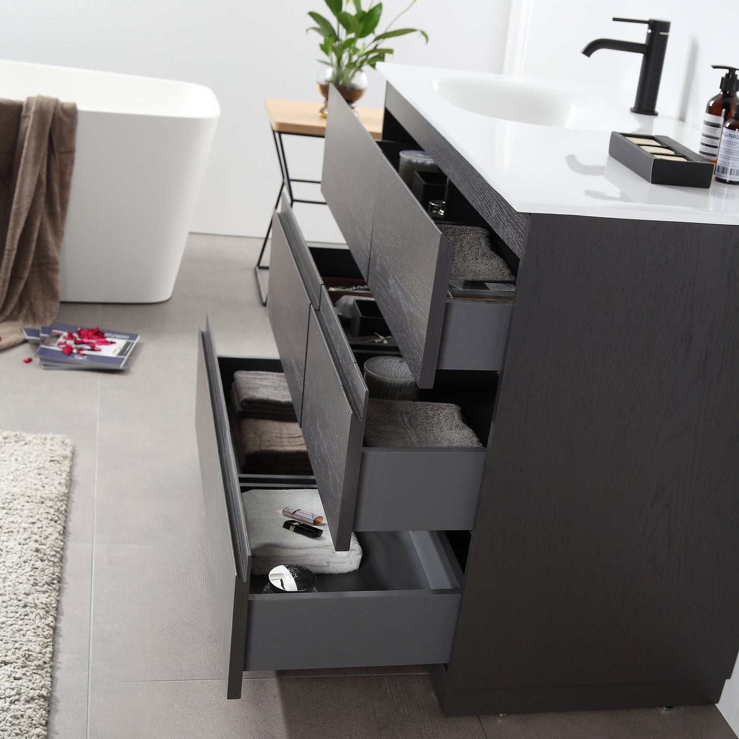 Rothenburg 42" Freestanding Bathroom Vanity with Premium Grade ATH Matte Solid Surface Integrated Sink Top