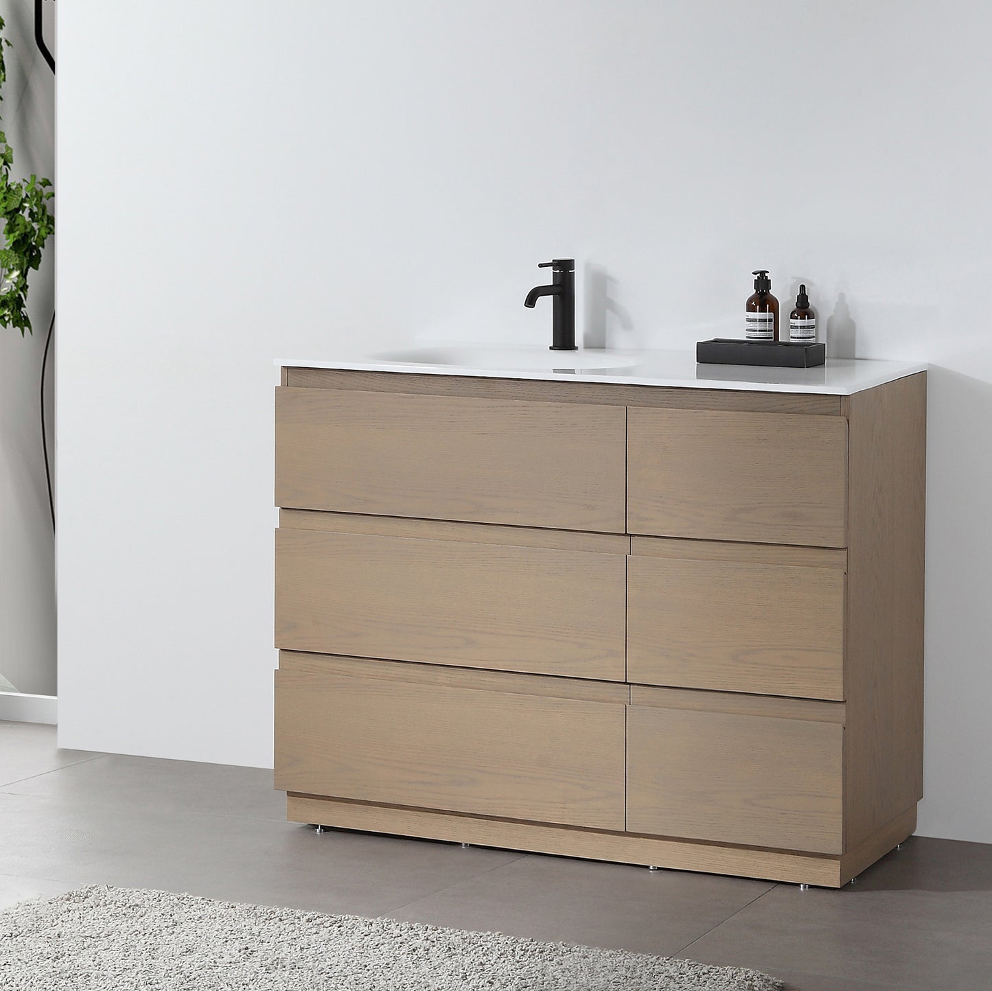 Rothenburg 42" Freestanding Bathroom Vanity with Premium Grade ATH Matte Solid Surface Integrated Sink Top
