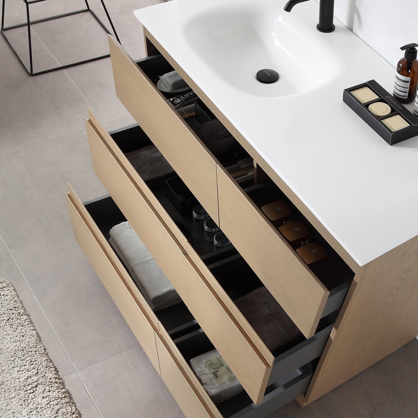 Rothenburg 42" Freestanding Bathroom Vanity with Premium Grade ATH Matte Solid Surface Integrated Sink Top