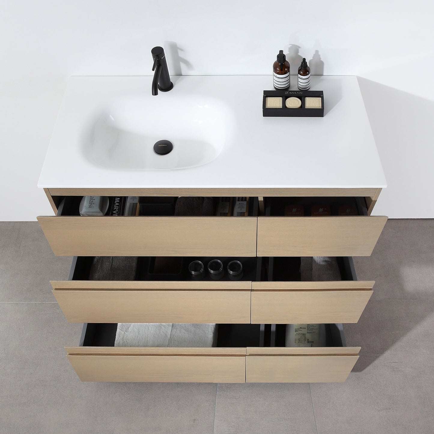 Rothenburg 42" Freestanding Bathroom Vanity with Premium Grade ATH Matte Solid Surface Integrated Sink Top