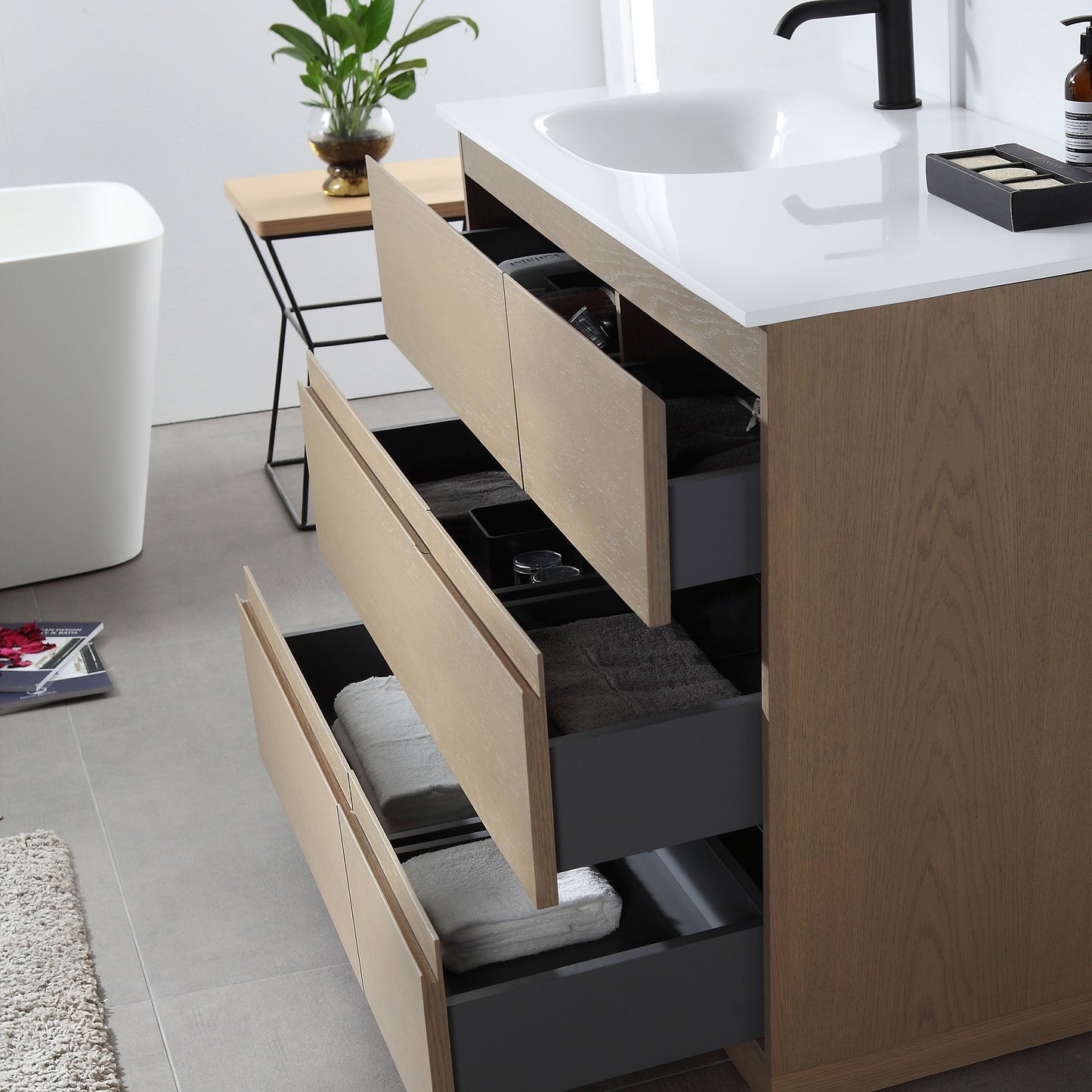 Rothenburg 42" Freestanding Bathroom Vanity with Premium Grade ATH Matte Solid Surface Integrated Sink Top