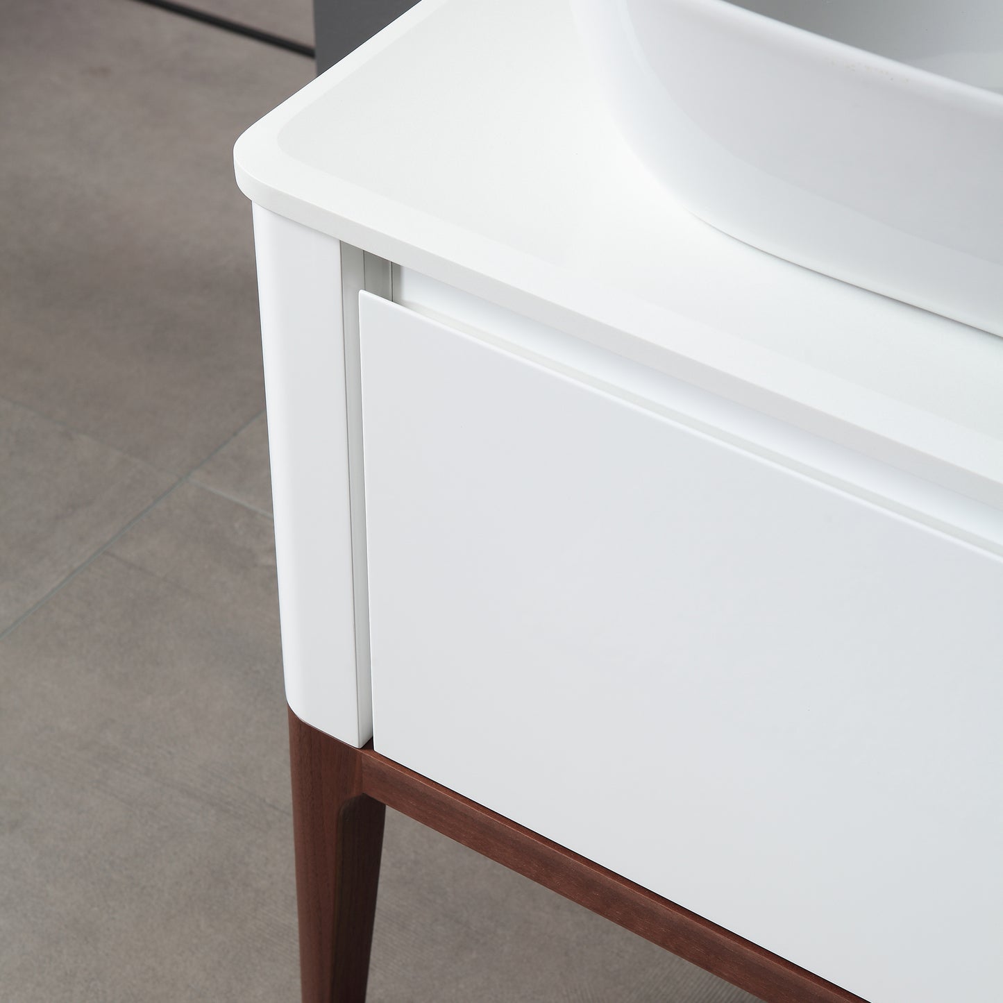 Sebastian 60" Freestanding Bathroom Vanity with Pure White Quartz Top and Ceramic Vessel Sinks