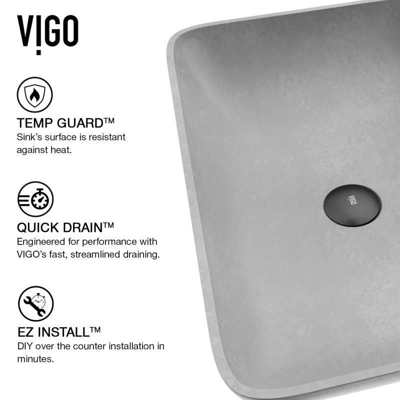 Sottile Gothic Grey Concreto Stone™ Composite Vessel Bathroom Sink