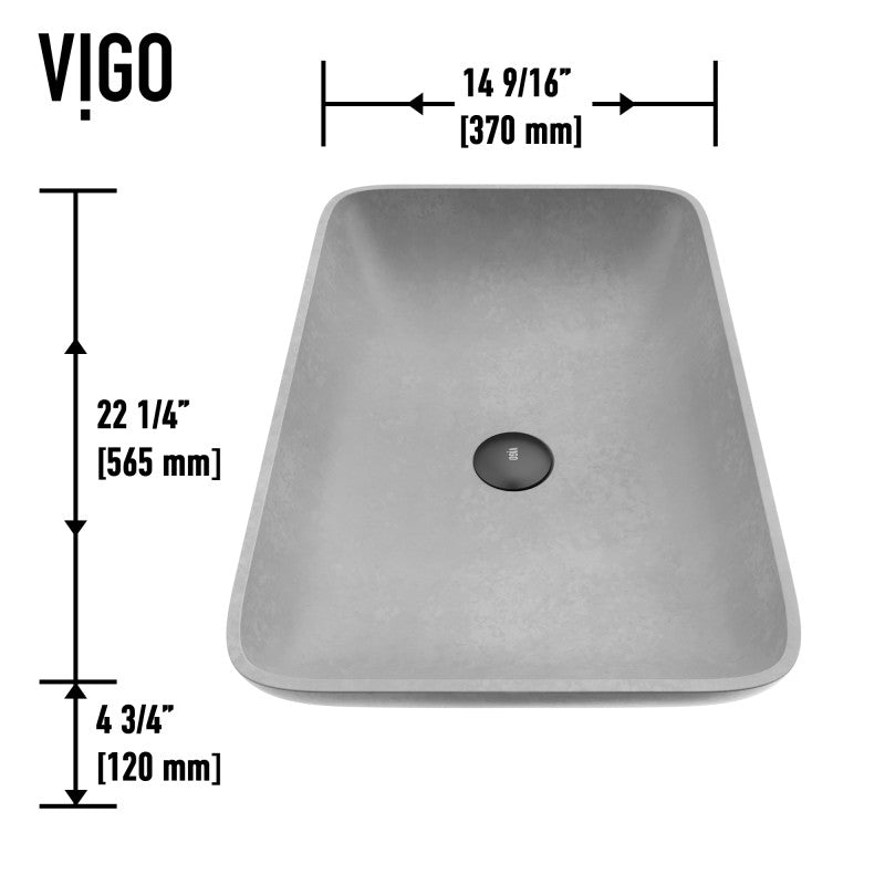 Sottile Gothic Grey Concreto Stone™ Composite Vessel Bathroom Sink