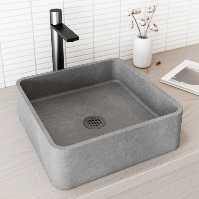 Navona Gothic Square Concreto Stone™ Composite Vessel Bathroom Sink