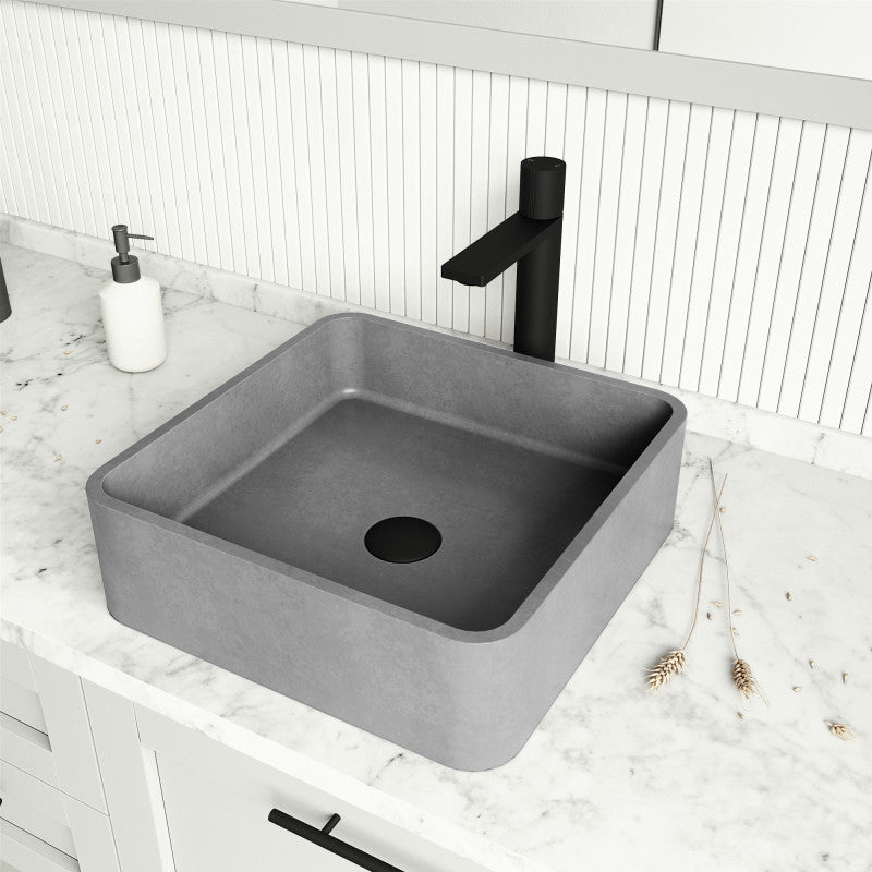 Navona Gothic Square Concreto Stone™ Composite Vessel Bathroom Sink