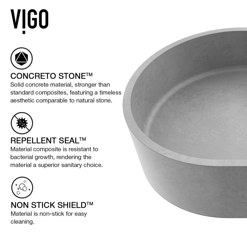 Sagrada Gothic Grey Concreto Stone™ Composite Vessel Bathroom Sink