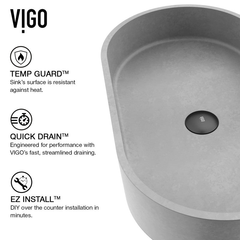 Sagrada Gothic Grey Concreto Stone™ Composite Vessel Bathroom Sink