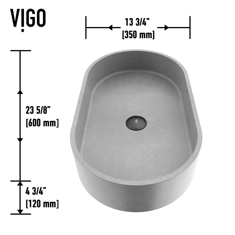 Sagrada Gothic Grey Concreto Stone™ Composite Vessel Bathroom Sink