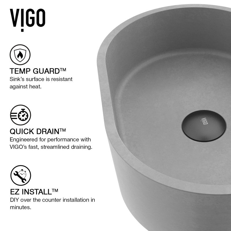 Giralda Gothic Grey Concreto Stone™ Composite Vessel Bathroom Sink