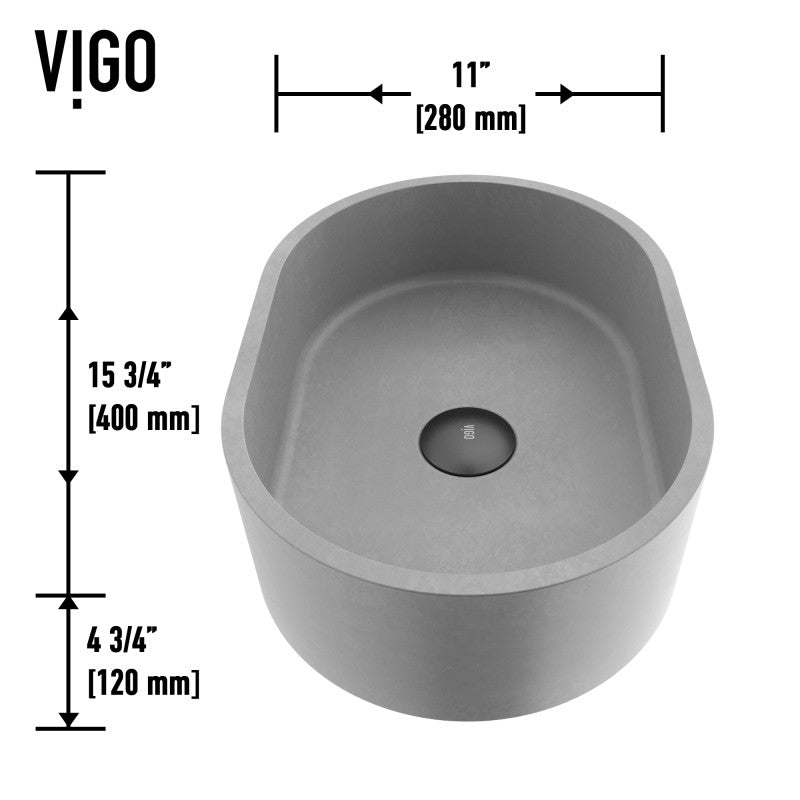 Giralda Gothic Grey Concreto Stone™ Composite Vessel Bathroom Sink