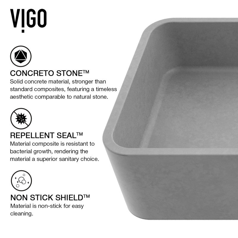 Palazzo Gothic Grey Concreto Stone™ Composite Vessel Bathroom Sink